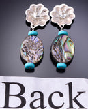 Silver & Abalone w/ Turquoise Navajo Concho Earrings by Ravis Henry 6D20C