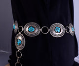 Vintage Shadow Box Link Concho Belt with Turquoise 5L11M