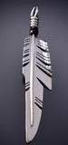 Large Knife Wing Feather Pendant by Ray Tracey - Onyx 6J32B
