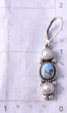 Silver & Golden Hills Turquoise Fresh Pearl Navajo Earrings by Erick Begay 5H02M