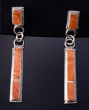 Silver & Spiny Oyster Shell Zuni Inlay Long Earrings by Kayla Concho 5G16Q