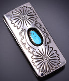 Silver & Turquoise Navajo Concho Stars Money Clip by Shirley Skeets 4M16Y