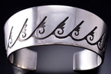 Vintage Zuni Bracelet With Water Symbol Design by Lonn Parker - Lapis Stone 6K02V