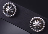 Silver Navajo Concho Post Earrings by Etta Larry 5G18K