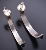 Silver Multistone Zuni Inlay Half Hoop Earrings by Jeanette Chavez 6G29X