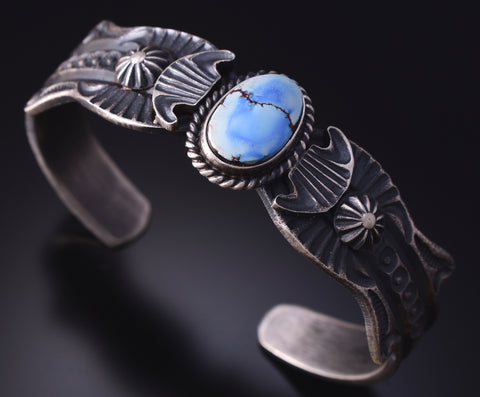 Silver & Golden Hills Turquoise Navajo Concho Bracelet by Kevin Billah 5J18U