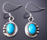 Silver & Turquoise Navajo Handmade Dangle Earrings by Rita Largo 6D20K