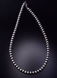 Navajo Hand-strung Silver Pearls Bead Necklace 6mm - 16 inches - 6J31T