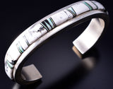 Silver Multistone Navajo Inlay Bracelet by Rick Tolino 5L20C
