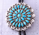 Silver & Turquoise Navajo Cluster Bolo Tie by Eunice Wilson 4E28G