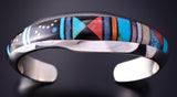 Silver & Multistone Navajo Inlay Four Mountains Bracelet by Jim Harrison 4C13F