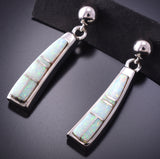 Silver & Opal Navajo Inlay Dangle Earrings by TSF 4A25J