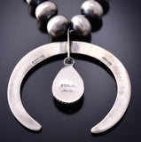 Silver & Turquoise Modern Navajo Squash Blossom Necklace by Jan Mariano 3K31U