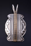 Vintage Silver & 14k Gold Navajo Handstamped Rug Pendant by Geneva Ramone 5H21K