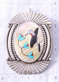 Vintage Silver Multistone Zuni Hummingbird Pendant/Brooch - Paul Peyketewa 6F22Z