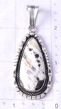Silver & White Buffalo Turquoise Navajo Handmade Pendant Samuel Yellowhair 6D27G