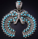 Silver & Turquoise Navajo Handmade Butterfly & Naja Pendant by Tina Jones 5J18G