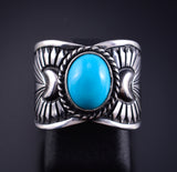 Size 6 Silver & Turquoise Navajo Handmade Ring by Derrick Gordon 5K10W