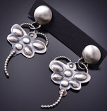 Silver Navajo Handstamped Butterfly Dangle Earrings by Gabrielle Yazzie 6D27N