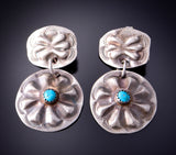 Silver & Turquoise Navajo Conchos Earrings by Joan Begay 3B10B
