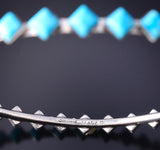 Silver and Diamond-Shaped Turquoise Bangle Bracelet Navajo Handmade 5L17Z