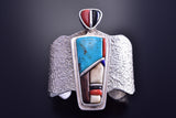 Vintage - Silver & Turquoise Navajo Tufacast Bracelet Lyndon B. Tsosie - 6J30L