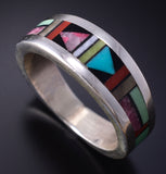 Size 11-3/4 Silver Multistone Navajo Inlay Ring by Jimmy Harrison 5H02Z