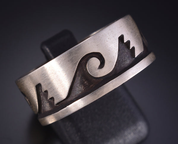 Size 11-3/4 Silver Navajo Handmade Flowing River MENS Ring by Lester Gene 5L05Z