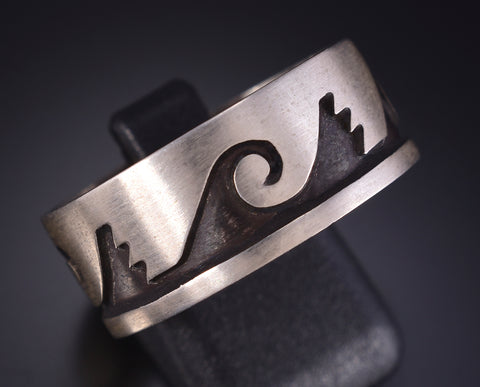 Size 11-3/4 Silver Navajo Handmade Flowing River MENS Ring by Lester Gene 5L05Z