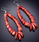 Handcarved Spiny Oyster Shell Navajo Jacla Earrings 6H25E