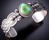Navajo Stamped Silver Bracelet with Sonoran Gold Turquoise by Tillie Jon 6K28C