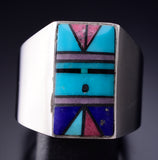 Size 10-1/2 Silver Multistone Navajo Inlay Yei Bi Chei Mens Ring Jimmy Harrison 6F22N