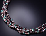 30" Turquoise Multistone 4-Strand Navajo Handmade Necklace by Ravis Henry 6H06U
