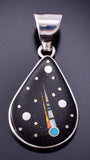 Silver & Jet Multistone Navajo Inlay Sky Pendant by TSF 3L08M