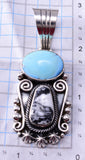 Silver & Golden Hills Turquoise White Buffalo Navajo Pendant Erick Begay 6C02P