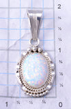 Silver & Opal Navajo Handmade Round Pendant by Samuel Yellowhair 3G03X