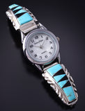 Silver & Turquoise w/ Jet Navajo Inlay Watchband (w/ watch) 5G28F