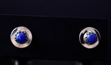 Purple Fire Opal - Navajo Handmade Sterling Silver Post Earrings by Juanita Manygoats - 6J31K
