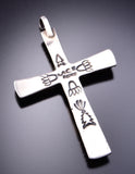 Silver & Turquoise Navajo Handmade Cross Pendant by Martha Cayancito 3F10X