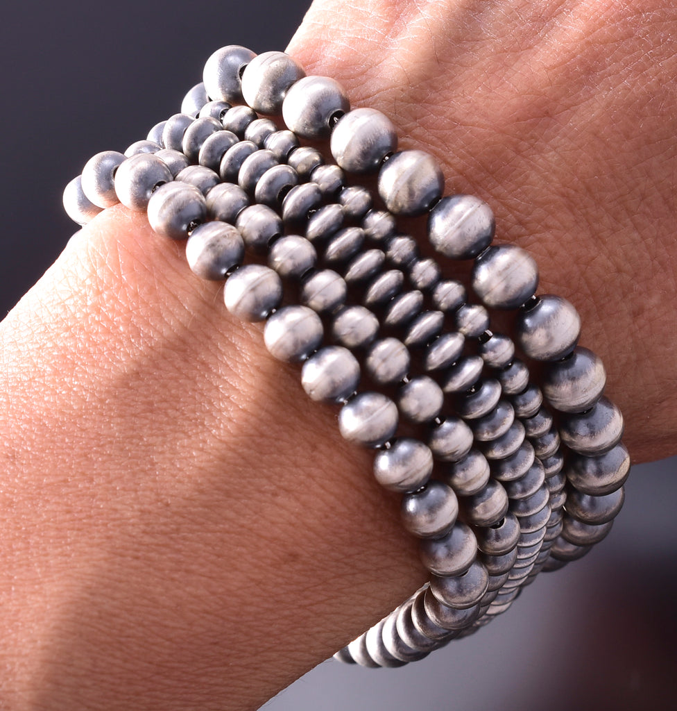 5-Strand Silver Navajo Pearls Wrap Bracelet by Jan Mariano