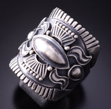 Size 10-3/4 Silver Navajo Handmade Concho Mens Ring by Derrick Gordon 4C31V