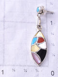 Silver & Turquoise Multistone Zuni Inlay Dangle Earrings by Orena Leekya 6D22S