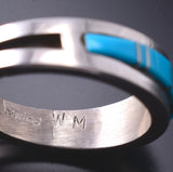 Size 10-1/2 Navajo Turquoise Inlay Men's Ring by Wilbert Musket 6K26Z
