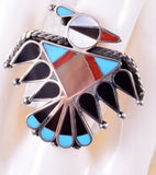 Zuni Inlay Thunderbird 3 piece Silver Necklace Set by Adrian Wallace 5L23D