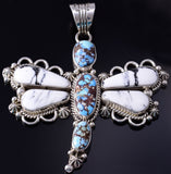 Silver & Golden Hills Turquoise Navajo Dragonfly Pendant by Erick Begay 5H02D
