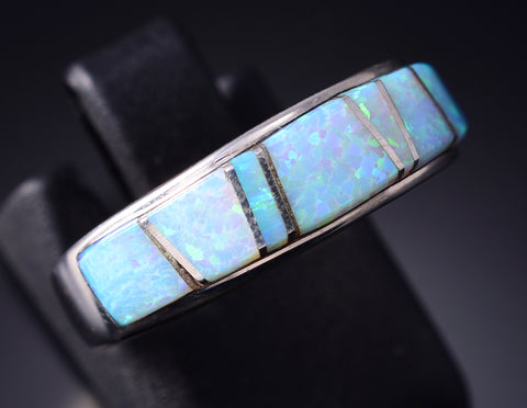 Size 6 Silver & Opal Navajo Inlay Ring by Joan Charlie 5L10L