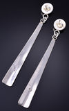 Silver Navajo Tufacast Long Statement Earrings by Pete Johnson 6A03Z