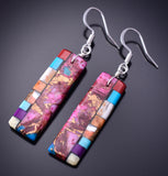 Kingman Turquoise Santo Domingo Handmade Earrings by Mary Louise Tafoya 3G07R
