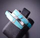 Size 5-3/4 Silver & Turquoise Navajo Inlay Wrap Ring by TSF 3L13U