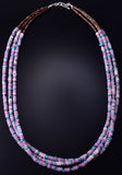 21" Three Strand Purple Amythyst & Turquoise Multistone Santo Domingo Necklace by Randy Garcia 5H25N